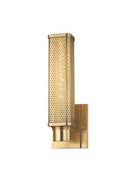 Gibbs 1-Light Wall Sconce in Aged Brass.